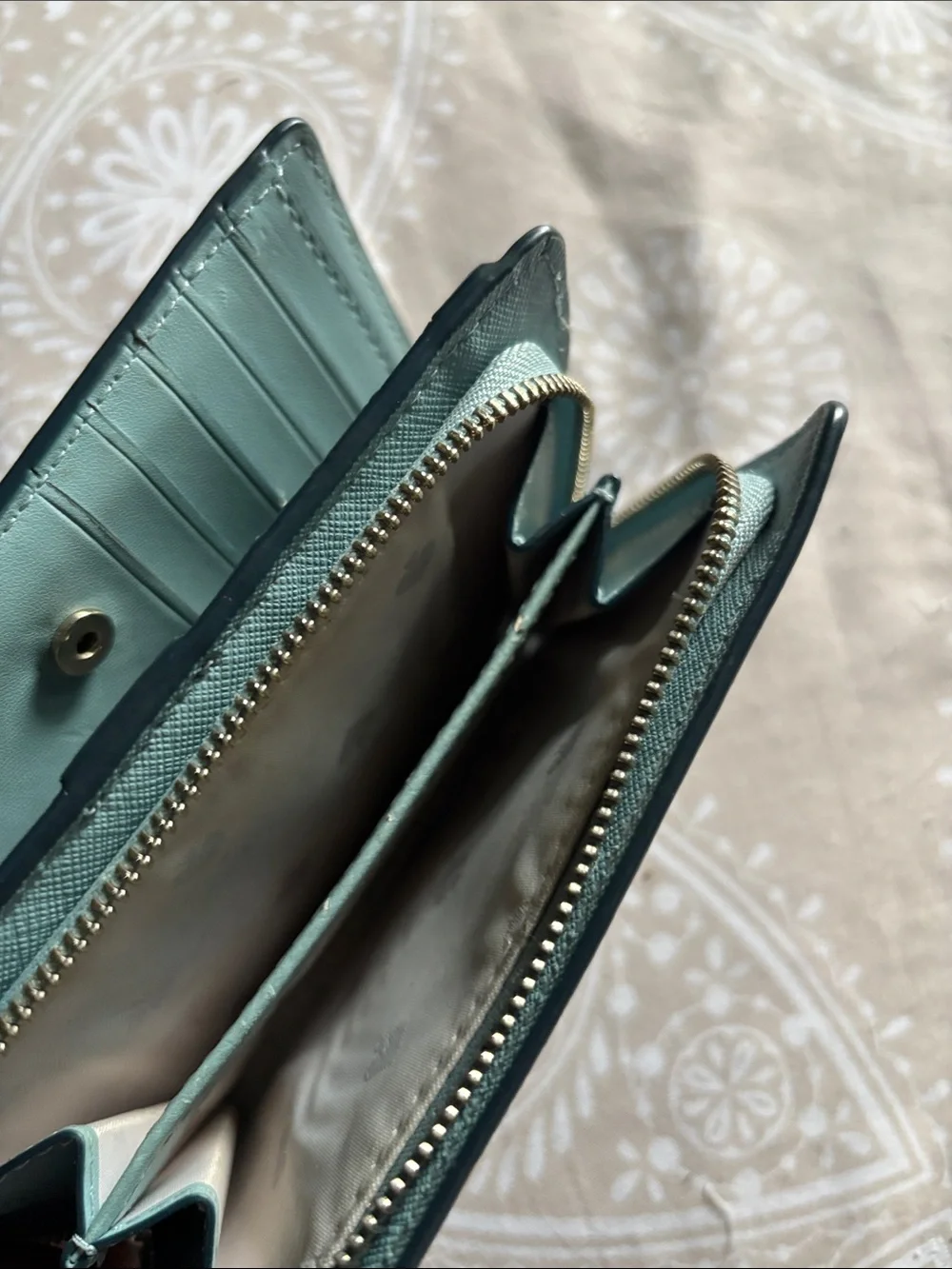 kate spade Mint Zip Wallet with Gold Logo